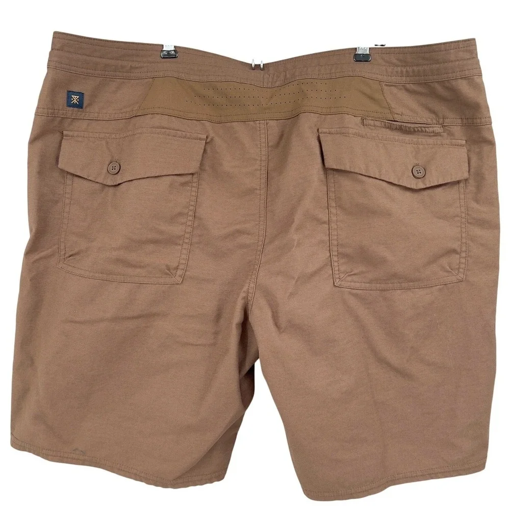 Roark Mens Brown Utility Adventure Shorts‎ Zip Pockets Drawstring Size 40